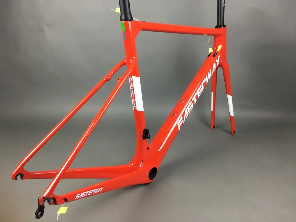 Discount light blue 2018 TAIWAN FASTERWAY classic carbon road frameset UD weaves carbon bike frame:Frameset+Seatpost+Fork+Clamp+Headset 96
