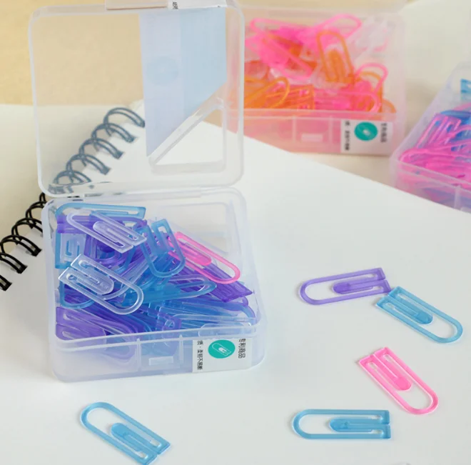 

60Pcs/set Cute Mini Transparent ABS Paper Clips Office Supplies Stationery Accesseries