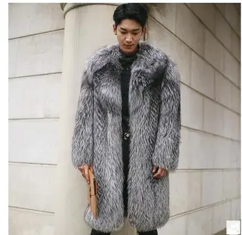 

S/6Xl Mens Winter Autumn Imitation Fox Fur Long Coats Fake Fur Large Size Winter Coats Male Warm Man-Made Fur Overcoats Cj70