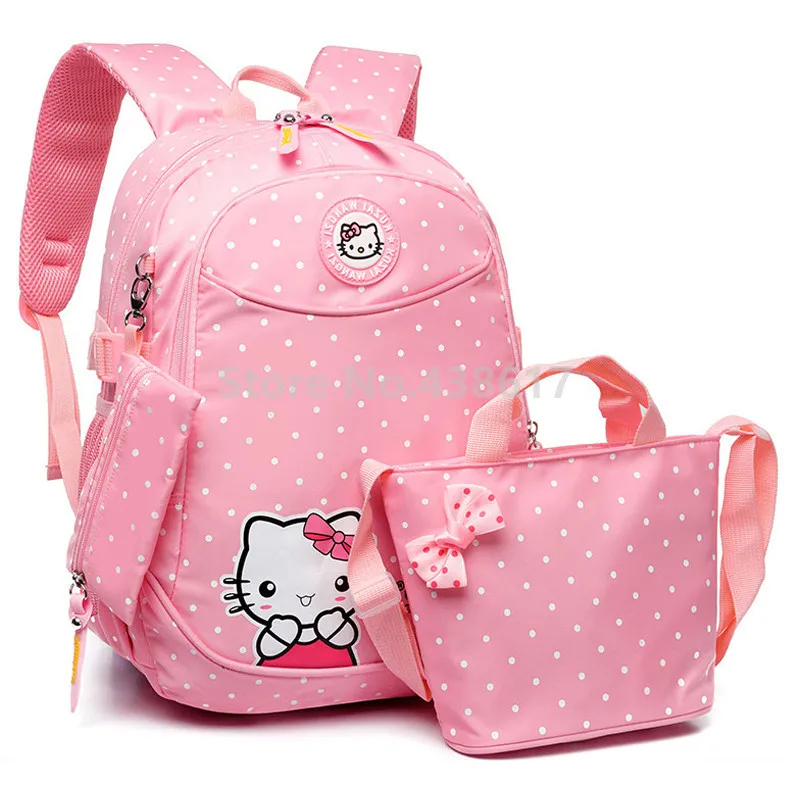 Hello Kitty School Bag With Lunch and Pencil Case Set 3 for Kids Girls