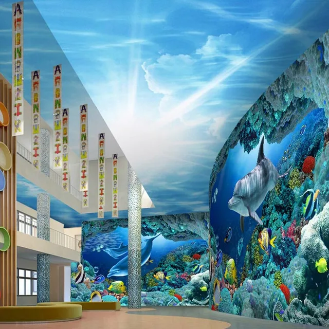 underwater world sea wall wallpaper mural dolphin fish cartoon diy restaurant wall decoration 3d ceiling murals - Underwater World Restaurant underwater world sea wall wallpaper mural dolphin fish cartoon diy restaurant wall decoration 3d ceiling murals - Underwater World Restaurant