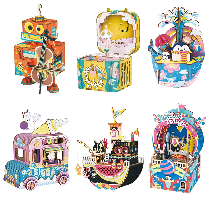 Robotime juguete 24 tipos de caja de música de madera carrusel decoración casa de cumpleaños regalo de Pascua regalo para novia mujeres Dropshipping. exclusivo.