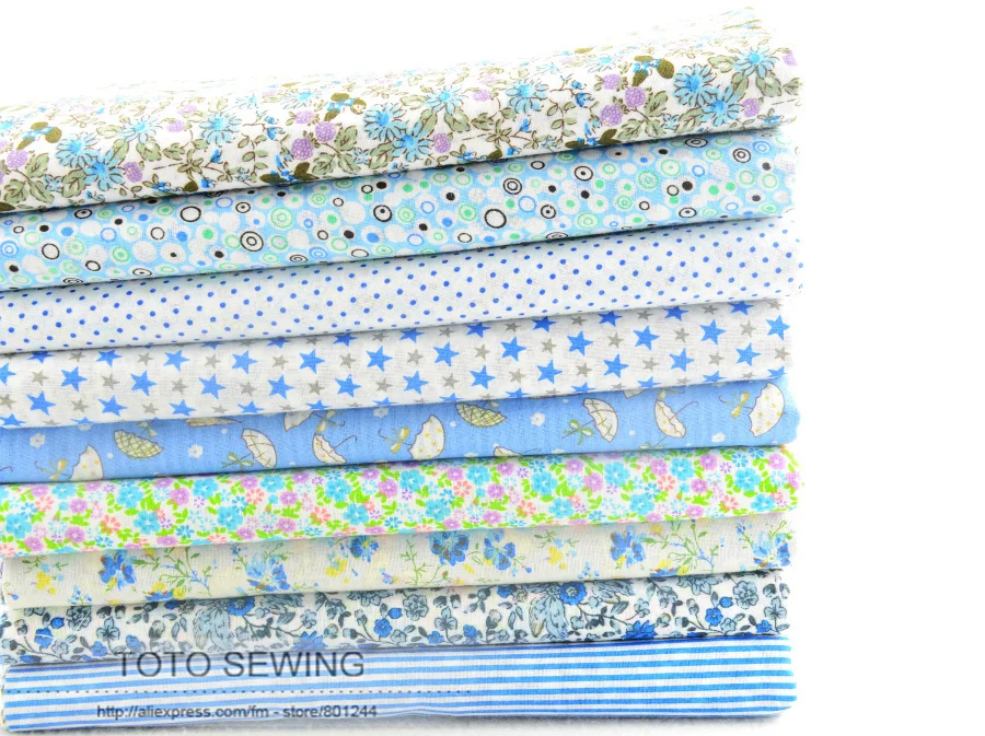 FREE SHIPPING 50cmx50cm 9 pieces&quotCute Blue&quot Cotton Fabric Fat Quarters Scrapbooking Sewing Cloth Patchwork W3B5 4|diy patchwork|sewing