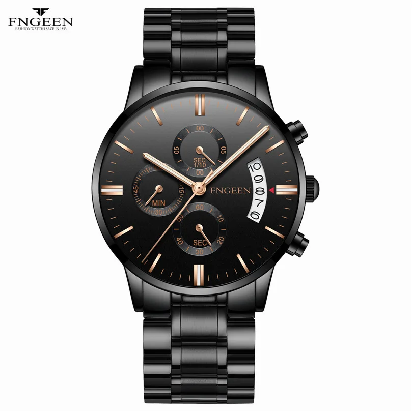 

New Top Luxury Men's Quartz Watch Steel Business Black Ultra-thin Hodinky Watches Automatic Date Waterproof Relogio Masculino