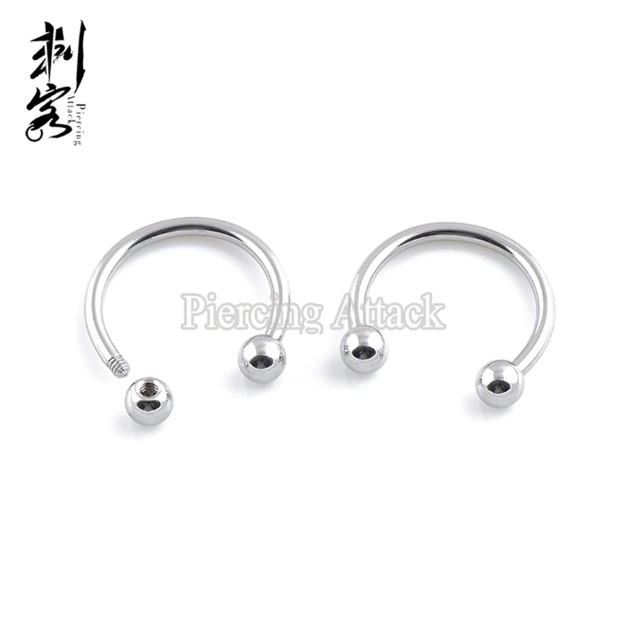 16Ga 3//8/" Surgical Steel Horseshoe Circular Barbell Earring Lip Labret Septum