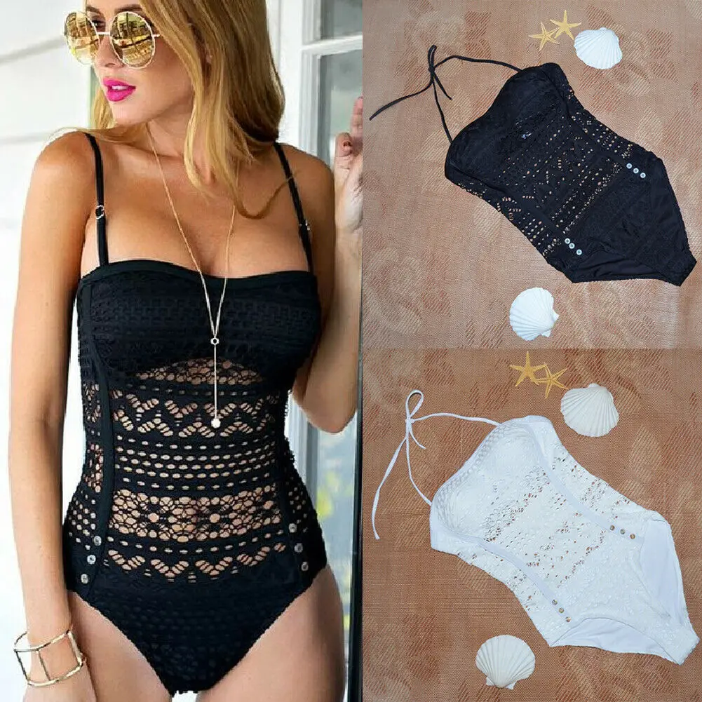 

One Piece Swimsuit Women Crochet Hollow Out Push Up Monokini Beach Swimsuit Bathing Suit Bikini Maillot de Bain Femme S-2XL