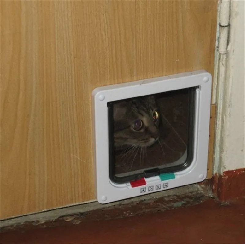 4 способ Запираемая собака, кошка, котенок дверь безопасности заслонки двери ABS пластиковые животные маленький кот люк для собаки двери товары для домашних животных S/M/L