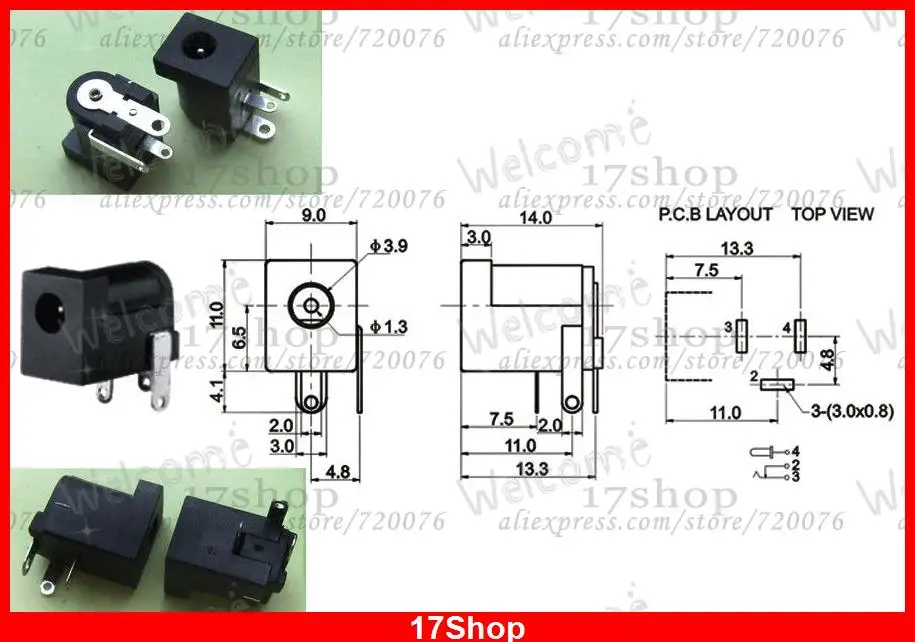 500-ピース-dc-ソケット-35-ミリメートル-x-13-ミリメートル-ジャック-メス-pcb充電器電源プラグ-はんだ