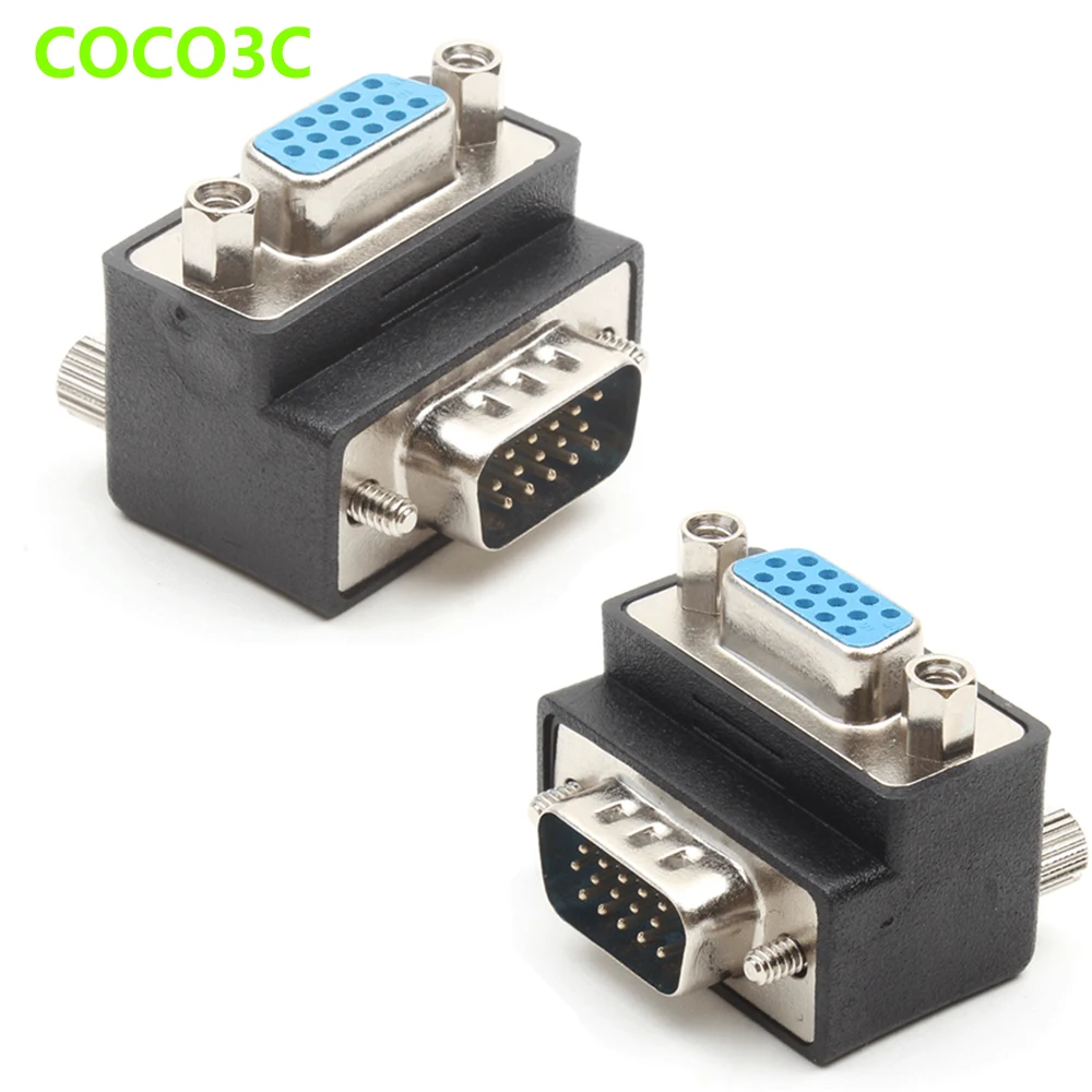 

Right Angle 15pin VGA Female To Male Convertor Monitor VGA RGB HDB Extender 90 degree Connector
