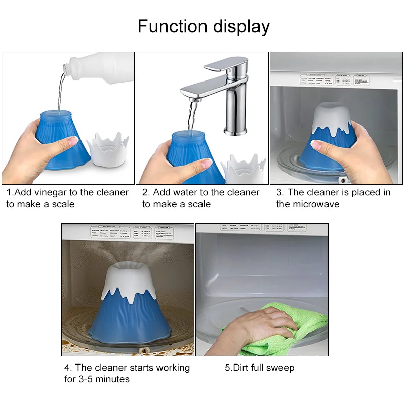 

1pc Creative Volcano Shape Cleaning Microwave Cleaner Labor-saving Cleaning Tool Kitchen Gadget for Microwave Cleaning