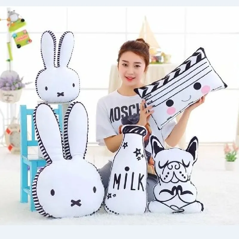 

Decoration toys for kids Rabbit Face stuffed Pillow Dog Milk Bottle Plush Cushion Emoji Pillow Chair Cushion 40cm 60cm