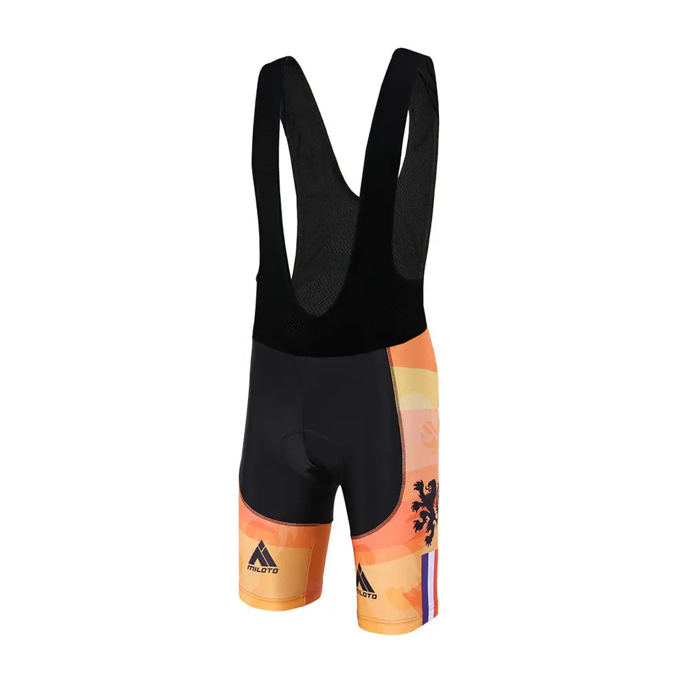 Orange Mountain Bike Bibs Summer Miloto Men's Cycling Bib Shorts Bicycle / Cycling Short Bib