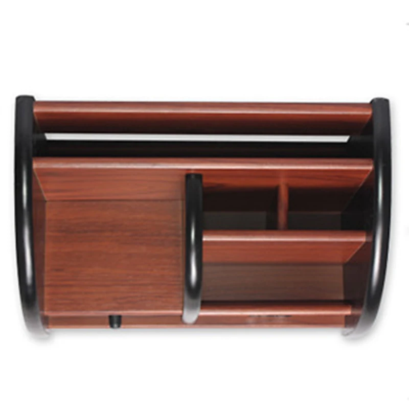 

Wooden Desktop Organizer Storage Boxes Pen Pencil Box Jewelry Makeup Holder Stationery Brown Office Storage Rack
