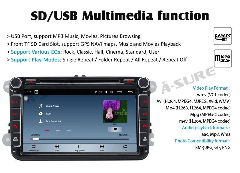 Flash Deal A-Sure 2 Din Android Auto Radio GPS DVD Navigation For VW PASSAT B6 Polo Sharan TIGUAN TOURAN CADDY GOLF 5 Mk6 T5 SEAT Skoda 14