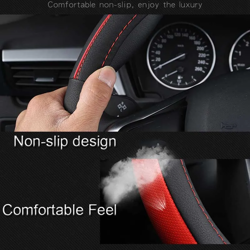 38 см чехлы рулевого колеса автомобиля кожаные автомобильные чехлы для рулевого колеса универсальные внутренние Чехлы для рулевого колеса автомобильные аксессуары