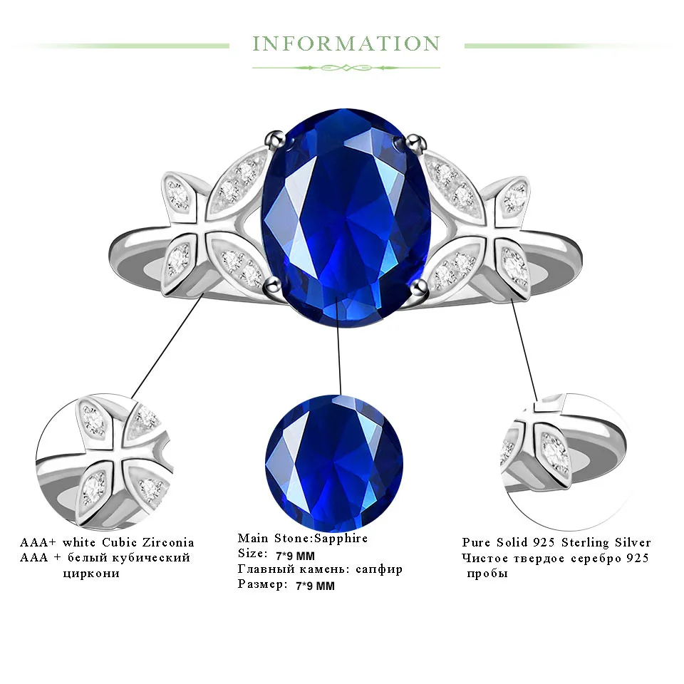 Kuolit, 925 пробы, серебряные кольца для женщин, создан синий сапфир, драгоценный камень, имя, кольцо, обручальное кольцо, рождественское ювелирное изделие