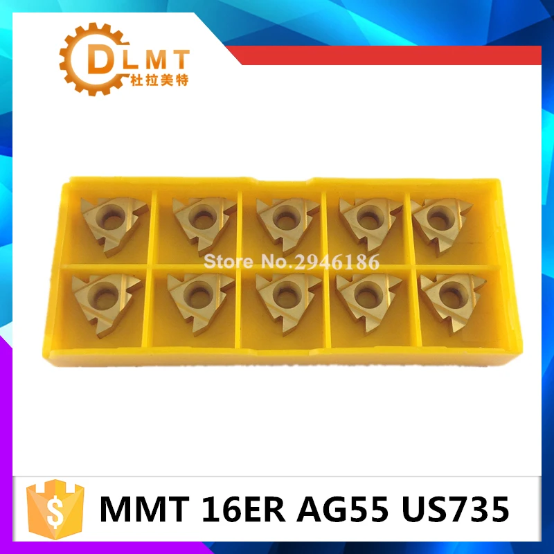 20шт MMT 16ER AG55 AG60 US735 резьбонарезные инструменты твердосплавные вставки режущий инструмент инструменты с ЧПУ токарные режущие инструменты 16ERAG55