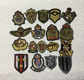 

18 Patterns Available Promotion Letter Badge Iron On Patches Computer Embroidery Gold Thread Stickers Appliques For Cloth DIY