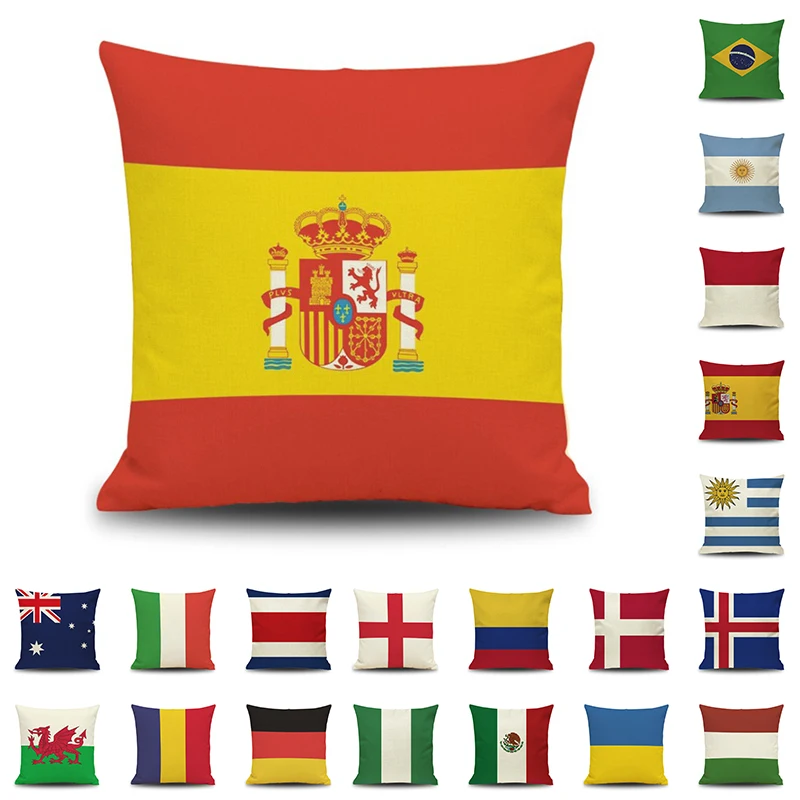 

World flag Modern Linen/Cotton Sofa Bed Cushion Cover Throw Pillow Case Car Office Decorbox Home Decor Supplies (without core)