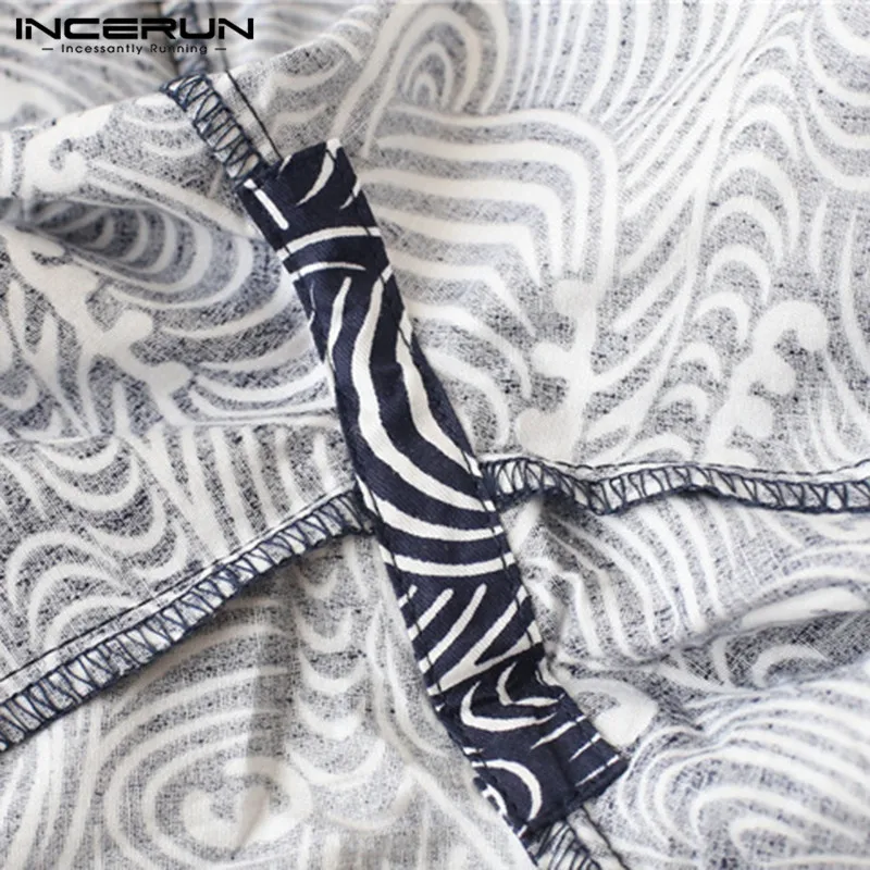 INCERUN пижамный комплект для мужчин принт Кимоно Костюм Мягкая Домашняя одежда короткий рукав топы и шорты японский стиль Мужские пижамы наборы размера плюс