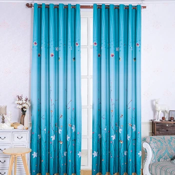 

2018 Pastoral Folwer and Bird Pattern Drape Curtain Finished Window Semi Blackout Curtains for Children Kids Bedroom Windows