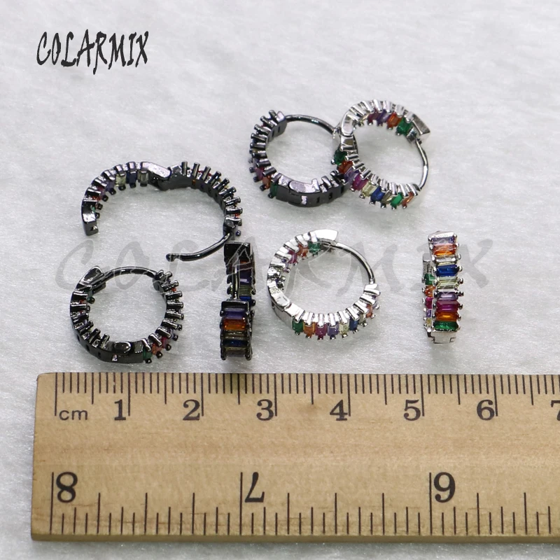 4 пары Крошечные круглые серьги-гвоздики ASOS круг серьги проложить красочные циркон с радужным блеском серьги подарок для леди круглый круг
