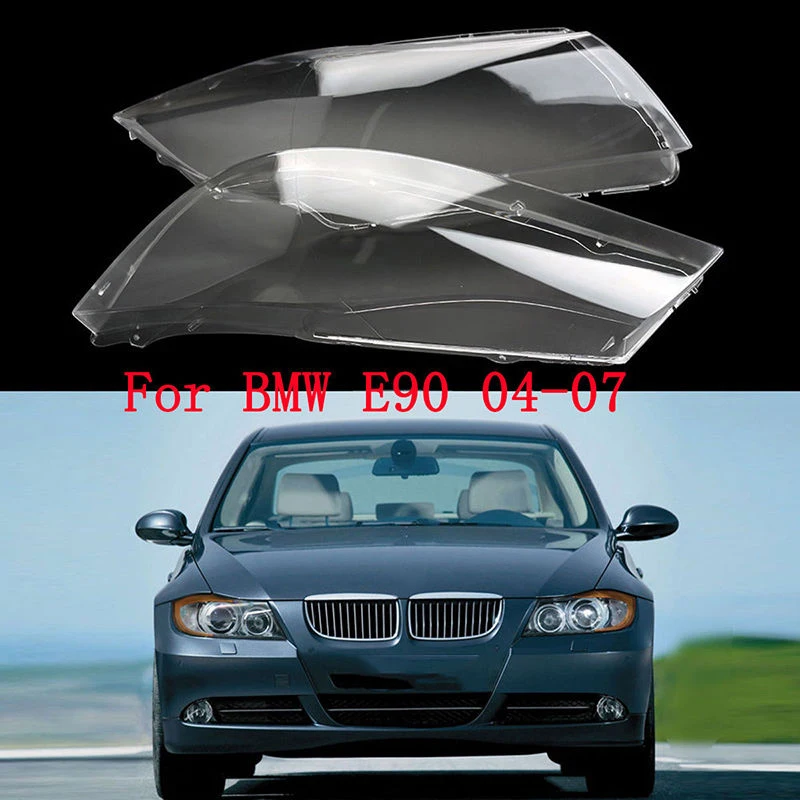 

2xFront Headlight Headlamp Plastic Clear Len Cover For BMW E90/E91 04-07 Replace