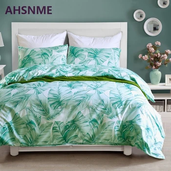 

AHSNME Very Comfortable Fabric and Summer Cool Plantain Leaf Pattern Bedding Set American Size Quilt Cover Home Textiles