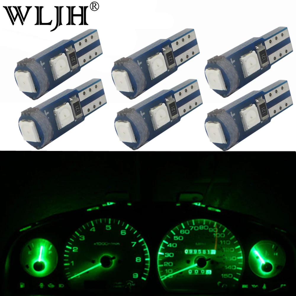 

WLJH 6x Canbus T5 LED Car 12V Reading Bulb Indicators Lamp Instrument Panel Light Gauge Cluster Angel Eyes LED for Honda Accord
