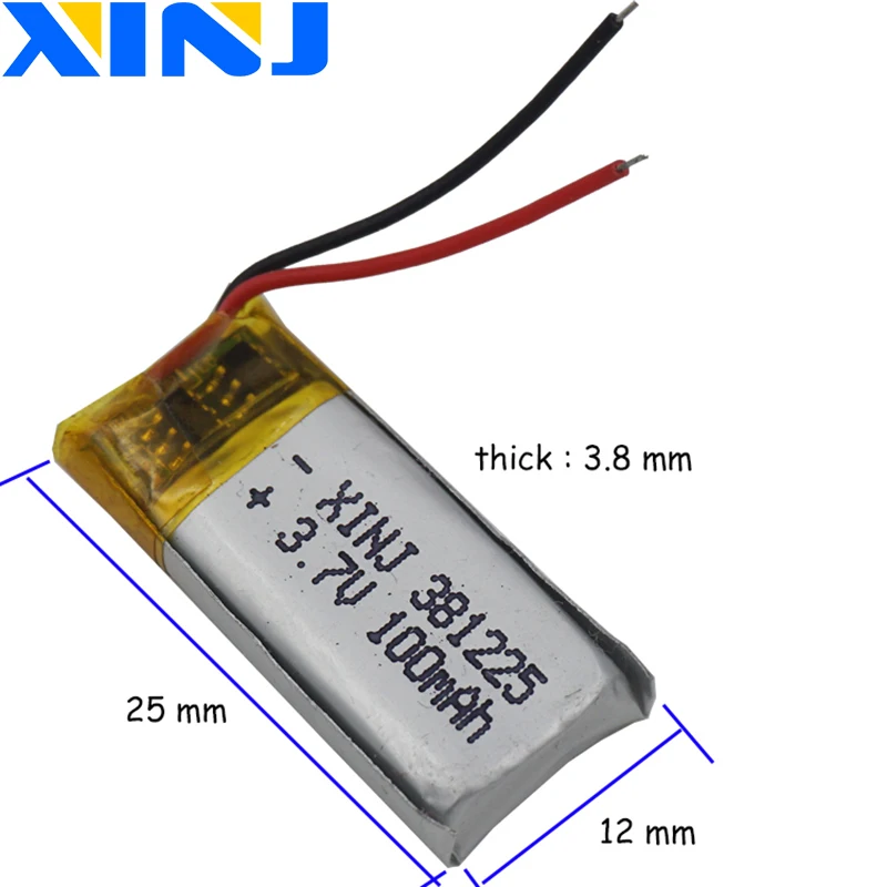 XINJ 3 7 В 100 мАч литий полимерный аккумулятор lipo 381225 для mp3 часы динамик наушники GPS Sat