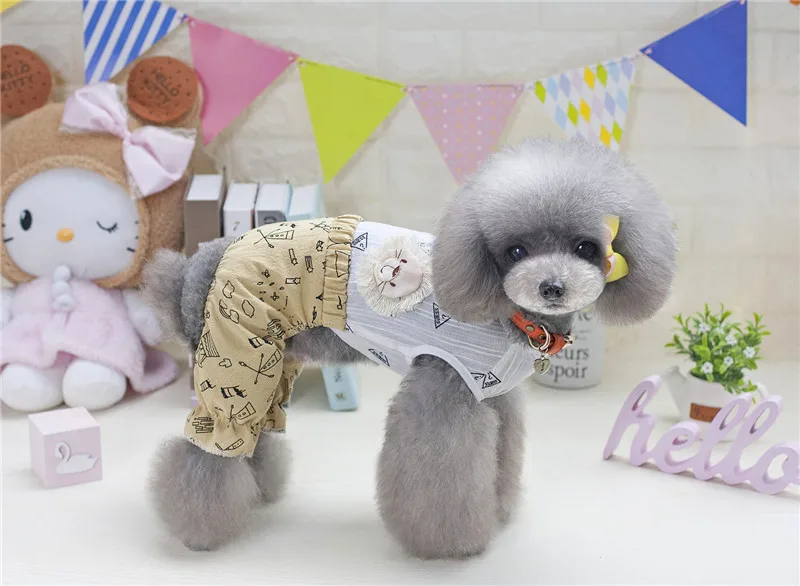 Pet хлопковый свитшот собак, одежда для девочек, Летний комбинезон для малых и средних собак щенков летняя одежда S-2XL F54
