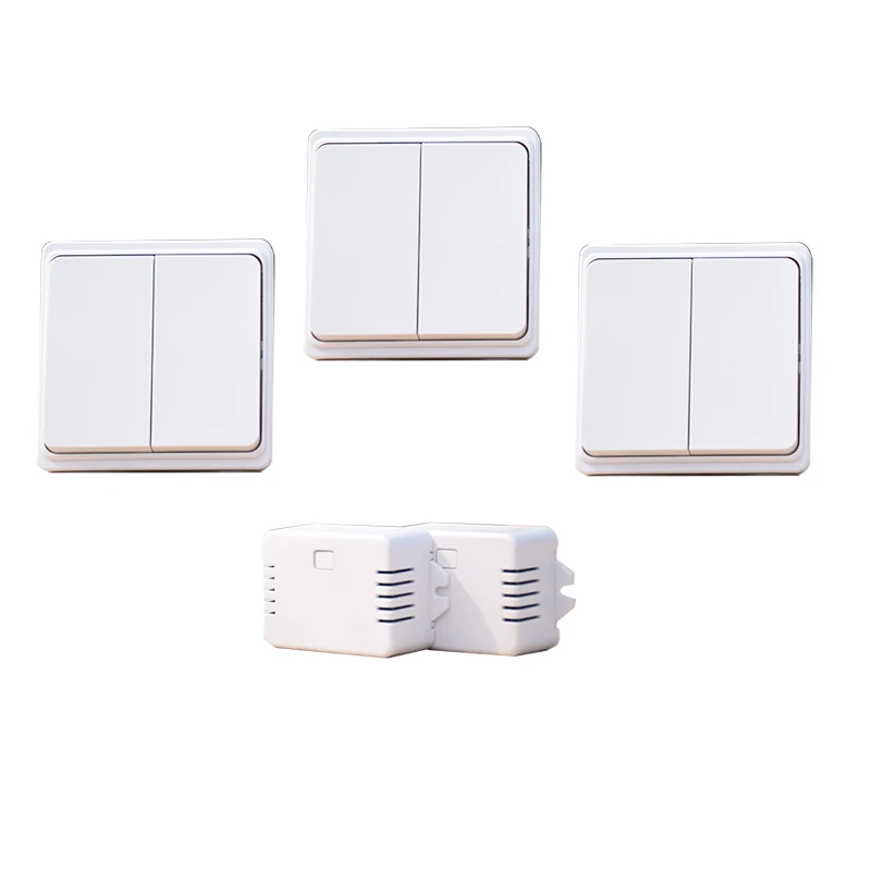

3 buttons + 2 receivers Battery-free wireless light switch 120m working range in room waterproof 220V switch