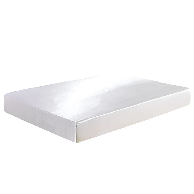 Атласное шелковое постельное белье с принтом простыня с эластичной лентой Роскошный матрас крышка горячая Распродажа простыня с резиновой лентой - Цвет: Белый