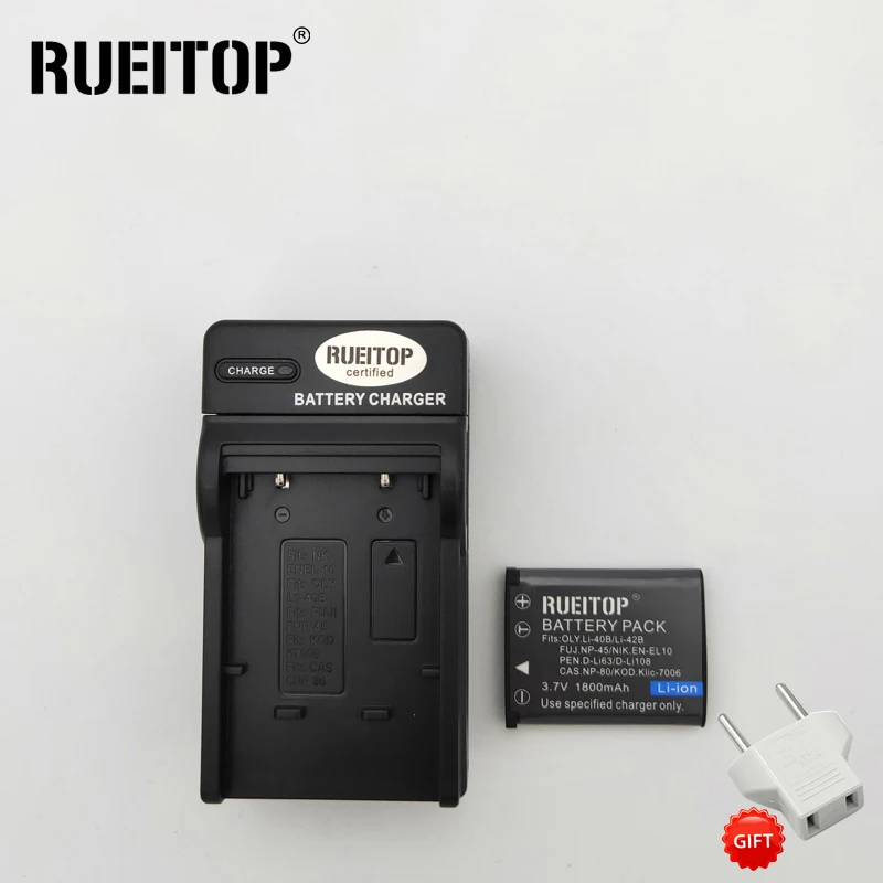 

RUEITOP 1Pcs 1800mAh LI40B LI-42B Digital Camera Battery+Battery Charger For OLYMPUS U1200 D-630 SP-70 X-800 FE340 FE350 FE360