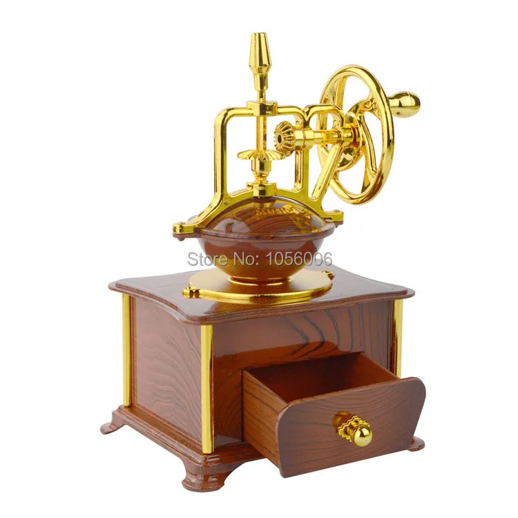 

New Arrival Hand Crank Jewelry Music Box Antique Look Coffee Machine Mechanical Music Box Valentine Gift Music Boxes