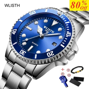 

WLISTH Watches Man Business Watch Quartz Watches waterproof Mens Wristwatch Top Brand Luxury Stainless Steel relogio masculino