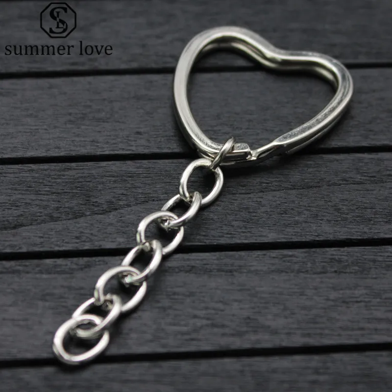 

High Quality 10 Pcs/Lot Diy Heart Keychain Key Ring Split Keychain Keyrings Diy Jewelry Findings Components 3.2*7.5CM