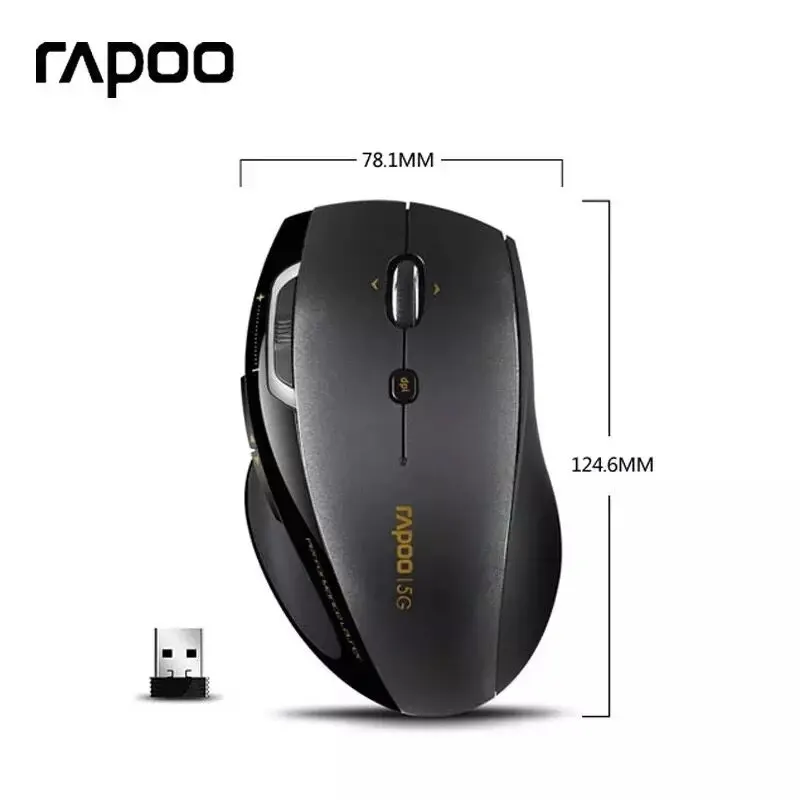 Оригинальная Беспроводная игровая мышь Rapoo 7800 P, 5 ГГц, высокоскоростная лазерная мышь, 1600 dpi, регулируемая для ноутбуков и настольных компьютеров, большая рука