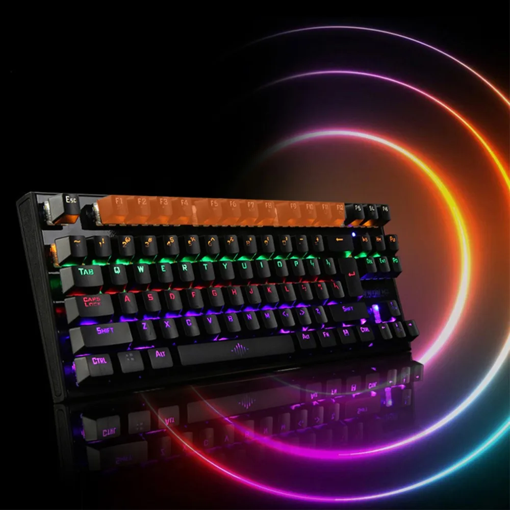 

Mechanical Keyboard USB Wired & RGB Luminous Mouse Pad Mat Kit Colorful LED Backlight 87 Keys Anti-Ghosting Gaming Accessories