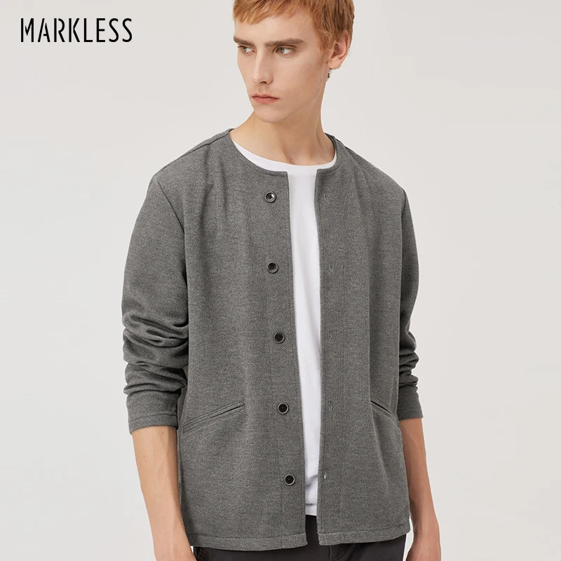 

Markless 2018 Autumn Casual Jacket Men jaqueta masculina Fashion Loose chaqueta hombre Mens O-neck Jackets & Coats WTA8159M