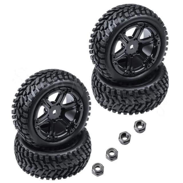 Cheap 4Pieces 2.99 inch / 76mm 1/10 Scale RC Rally Tires & Wheel Rims foam inserted 12mm Hex Drive Hub Remote Control Car Tyres