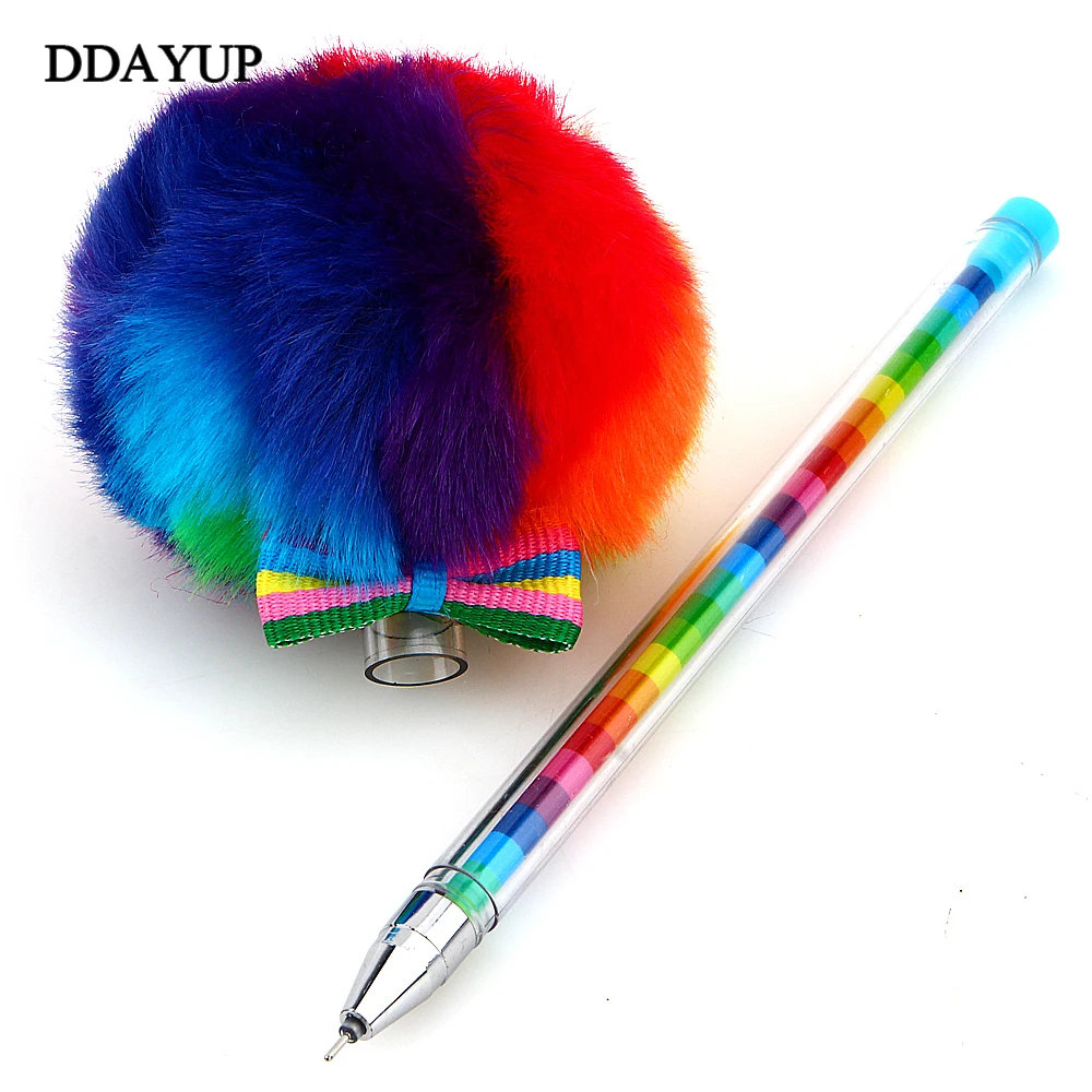 Creative Candy Color Fur Plush Ball Shape Gel Pen Cute Student Learning Stationery School Supplies|Шариковые ручки| |