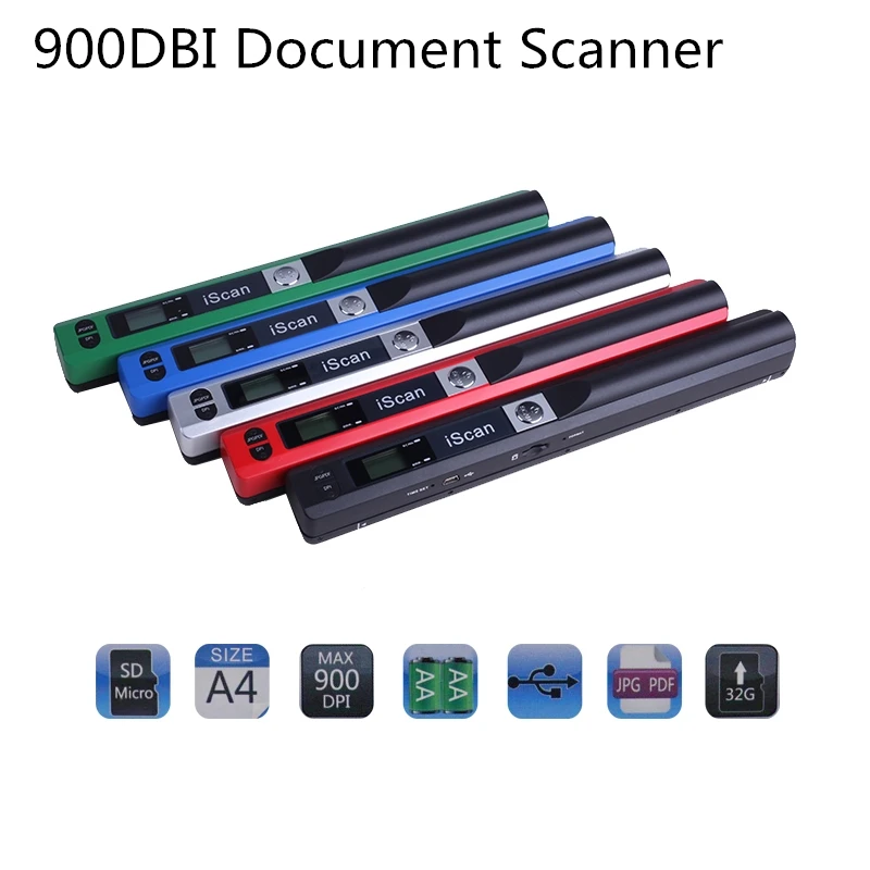  Portable Scanner iScan 900DPI 1050DBI Format Document Image A4 Book Scanner LCD Display JPG/PDF USB