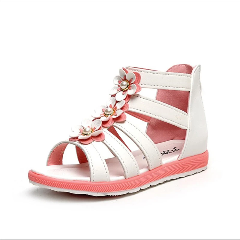 

Microfiber Girls Sandals 2019 New Little Princess Microfiber Flat Sandal with Soft Back Zipper Childre Sandals Princess Shoes