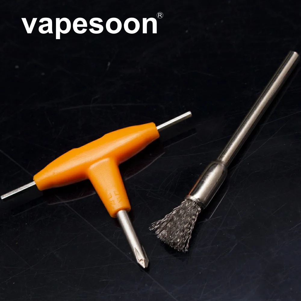 VapeSoon 10 компл./лот электронная сигарета DIY инструмент Комбинации Т-образная отвертка + щетка для очистки распылитель танки нагрева провод