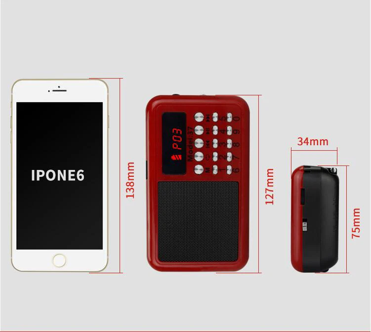 5 Multi Function Portable Radio Card Neutral Elderly MP3 Player 3 in 1 Speaker Support TF Card&USB Drive Music MP34 Mini FM Radio