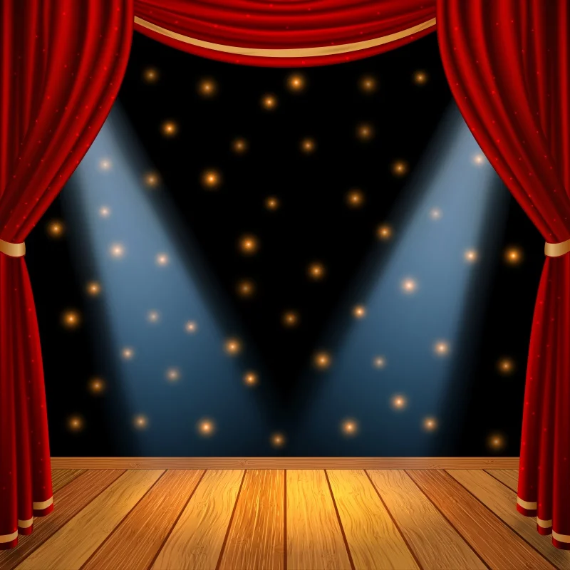 

Laeacco Stage Curtain Bulb Wooden Floor Boards Scene Photography Backgrounds Customized Photographic Backdrops For Photo Studio