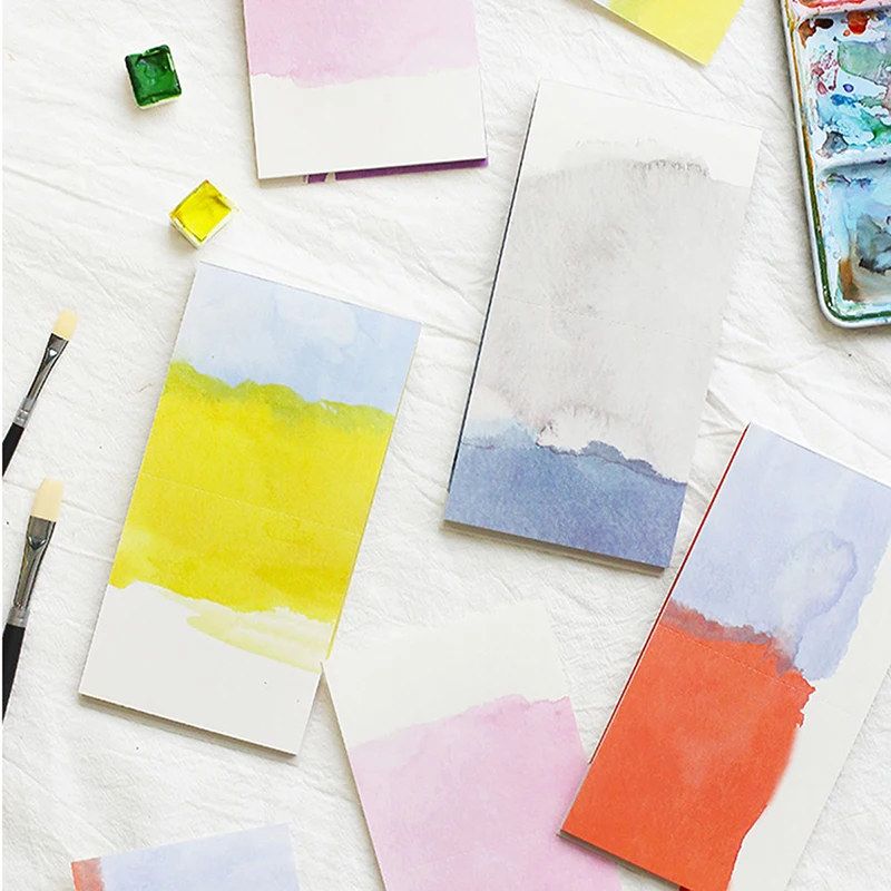 

Unsticky Cute Memo Pad Watercolor Painting Notebook Portable Notepad Daily Plan Office and School Supplies