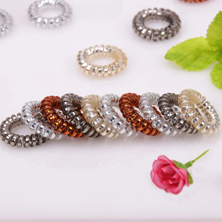 4 قطع 3.6 سنتيمتر عالية الجودة الشعر Scrunchie البلاستيك شفافة سلك الهاتف مطاطا Hairbands إكسسوارات الشعر للنساء