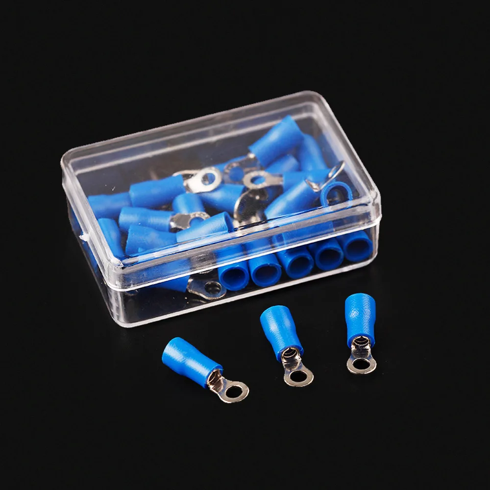 2 3 25pcs Blue Cold pressed Crimp Terminals Insulated Electrical Power Wire Ring Eye Connectors